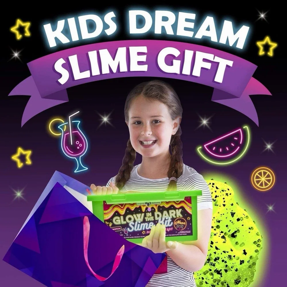 Tropical Glow in The Dark Slime Kit to Make Neon Slime, Ideal Holiday Gift